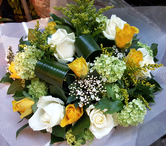 Flower Bouquet - White and Yellow - Yeomans Flowers